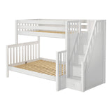 TOTEM XL WS : Staggered Bunk Beds High Twin XL over Full XL Bunk Bed with Stairs, Slat, White