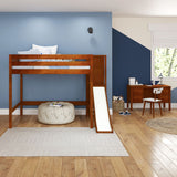 TRACT CS : Play Loft Beds Full High Loft Bed with Slide Platform, Slat, Chestnut