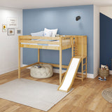 TRACT NP : Play Loft Beds Full High Loft Bed with Slide Platform, Panel, Natural