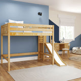 TRACT NS : Play Loft Beds Full High Loft Bed with Slide Platform, Slat, Natural