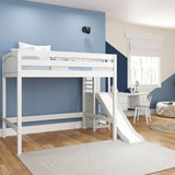 TRACT WP : Play Loft Beds Full High Loft Bed with Slide Platform, Panel, White