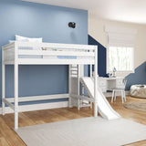 TRACT WS : Play Loft Beds Full High Loft Bed with Slide Platform, Slat, White