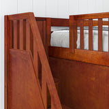 TREY XL CP : Multiple Bunk Beds Twin XL High Corner Loft Bunk with Angled Ladder and Stairs on Left, Panel, Chestnut