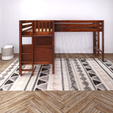 TRIFID 1 CP : Multiple Bunk Beds Twin Medium Corner Loft Bunk Bed with Straight Ladders on Ends, Panel, Chestnut