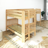 TRIFID 1 NS : Multiple Bunk Beds Twin Medium Corner Loft Bunk with Straight Ladders on Ends, Slat, Natural