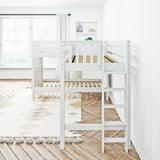 TRIFID 1 WP : Multiple Bunk Beds Twin Medium Corner Loft Bunk with Straight Ladders on Ends, Panel, White