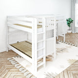 TRIFID 1 WP : Multiple Bunk Beds Twin Medium Corner Loft Bunk with Straight Ladders on Ends, Panel, White
