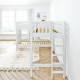 TRIFID 1 WS : Multiple Bunk Beds Twin Medium Corner Loft Bunk with Straight Ladders on Ends, Slat, White