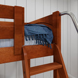 TRIFID CP : Multiple Bunk Beds Twin Medium Corner Loft Bunk Bed with Angled and Straight Ladder, Panel, Chestnut