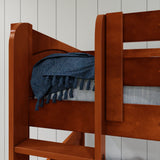TRIFID CP : Multiple Bunk Beds Twin Medium Corner Loft Bunk Bed with Angled and Straight Ladder, Panel, Chestnut