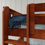 TRIFID CS : Multiple Bunk Beds Twin Medium Corner Loft Bunk Bed with Angled and Straight Ladder, Slat, Chestnut