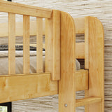 TRILATERAL 1 NS : Corner Loft Beds Twin over Full + Twin High Corner Loft Bunk with Staight Ladders on Ends, Slat, Natural