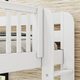TRILATERAL 1 WP : Corner Loft Beds Twin over Full + Twin High Corner Loft Bunk with Staight Ladders on Ends, Panel, White
