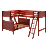 TRINITY CP : Multiple Bunk Beds Medium Twin over Full Corner Loft Bunk Bed, Panel, Chestnut