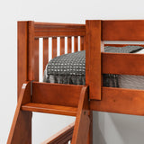 TRINITY XL CS : Multiple Bunk Beds Medium Twin XL over Full XL Corner Loft Bunk Bed, Chestnut