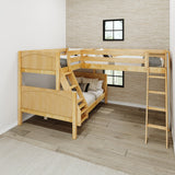 TRINITY XL NP : Multiple Bunk Beds Medium Twin XL over Full XL Corner Loft Bunk Bed, Natural