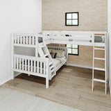 TRINITY XL WS : Multiple Bunk Beds Medium Twin XL over Full XL Corner Loft Bunk Bed, White