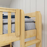 TRIO 1 NP : Multiple Bunk Beds Twin High Corner Loft Bunk Bed with Ladders on Ends, Panel, Natural