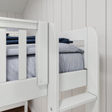 TRIO 1 WS : Multiple Bunk Beds Twin High Corner Loft Bunk Bed with Ladders on Ends, Slat, White
