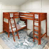 TRIO CP : Multiple Bunk Beds Twin High Corner Loft Bunk Bed, Panel, Chestnut
