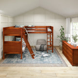 TRIO CP : Multiple Bunk Beds Twin High Corner Loft Bunk Bed, Panel, Chestnut