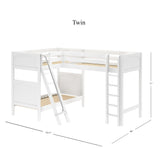 TRIO WP : Multiple Bunk Beds Twin High Corner Loft Bunk Bed, Panel, White