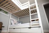 TRIO WS : Multiple Bunk Beds Twin High Corner Loft Bunk Bed, Slat, White