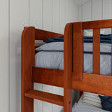 TRIO XL 1 CP : Multiple Bunk Beds Twin XL High Corner Loft Bunk Bed with Ladders on Ends, Panel, Chestnut