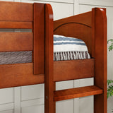 TRIO XL CP : Multiple Bunk Beds Twin XL High Corner Loft Bunk Bed, Panel, Chestnut
