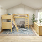 TRIO XL NP : Multiple Bunk Beds Twin XL High Corner Loft Bunk Bed, Panel, Natural