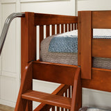 TRIPLET CS : Multiple Bunk Beds Full High Corner Loft Bunk Bed, Slat, Chestnut