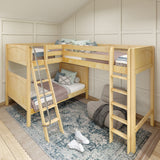 TRIPLET NP : Multiple Bunk Beds Full High Corner Loft Bunk Bed, Panel, Natural