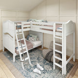 TRIPLET WC : Multiple Bunk Beds Full High Corner Loft Bunk Bed, Curve, White