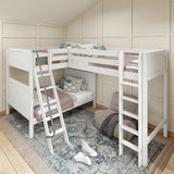 TRIPLET WP : Multiple Bunk Beds Full High Corner Loft Bunk Bed, Panel, White