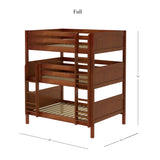 TRIPLEX CP : Multiple Bunk Beds Full Triple Bunk Bed with Straight Ladders on Front, Panel, Chestnut
