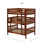 TRIPLEX CS : Multiple Bunk Beds Full Triple Bunk Bed with Straight Ladders on Front, Slat, Chestnut