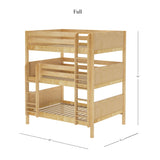 TRIPLEX NP : Multiple Bunk Beds Full Triple Bunk Bed with Straight Ladders on Front, Panel, Natural