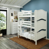 TRIPLEX WC : Multiple Bunk Beds Full Triple Bunk Bed with Straight Ladders on Front, Curve, White