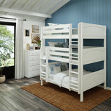 TRIPLEX WP : Multiple Bunk Beds Full Triple Bunk Bed with Straight Ladders on Front, Panel, White