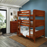 TRIPLEX XL CP : Multiple Bunk Beds Full XL Triple Bunk Bed with Straight Ladders on Front, Panel, Chestnut