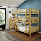 TRIPLEX XL NS : Multiple Bunk Beds Full XL Triple Bunk Bed with Straight Ladders on Front, Slat, Natural