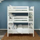 TRIPLEX XL WC : Multiple Bunk Beds Full XL Triple Bunk Bed with Straight Ladders on Front, Curve, White