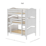 TRIPLEX XL WC : Multiple Bunk Beds Full XL Triple Bunk Bed with Straight Ladders on Front, Curve, White