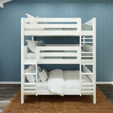 TRIPLEX XL WP : Multiple Bunk Beds Full XL Triple Bunk Bed with Straight Ladders on Front, Panel, White
