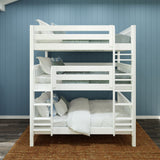 TRIPLEX XL WS : Multiple Bunk Beds Full XL Triple Bunk Bed with Straight Ladders on Front, Slat, White