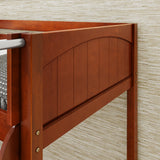TRIVIUM XL CP : Corner Loft Bunk Twin XL Mid Corner Loft Bunk with Stairs + Angled Ladder on Right Front, Chestnut Panel