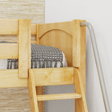TRIVIUM XL NP : Corner Loft Bunk Twin XL Mid Corner Loft Bunk with Stairs + Angled Ladder on Right Front, Natural Birch Panel