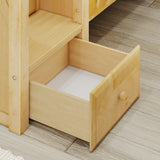 TRIVIUM XL NP : Corner Loft Bunk Twin XL Mid Corner Loft Bunk with Stairs + Angled Ladder on Right Front, Natural Birch Panel