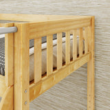 TRIVIUM XL NS : Corner Loft Bunk Twin XL Mid Corner Loft Bunk with Stairs + Angled Ladder on Right Front, Natural Birch Slats