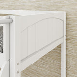 TRIVIUM XL WP : Corner Loft Bunk Twin XL Mid Corner Loft Bunk with Stairs + Angled Ladder on Right Front, Classic White Panel